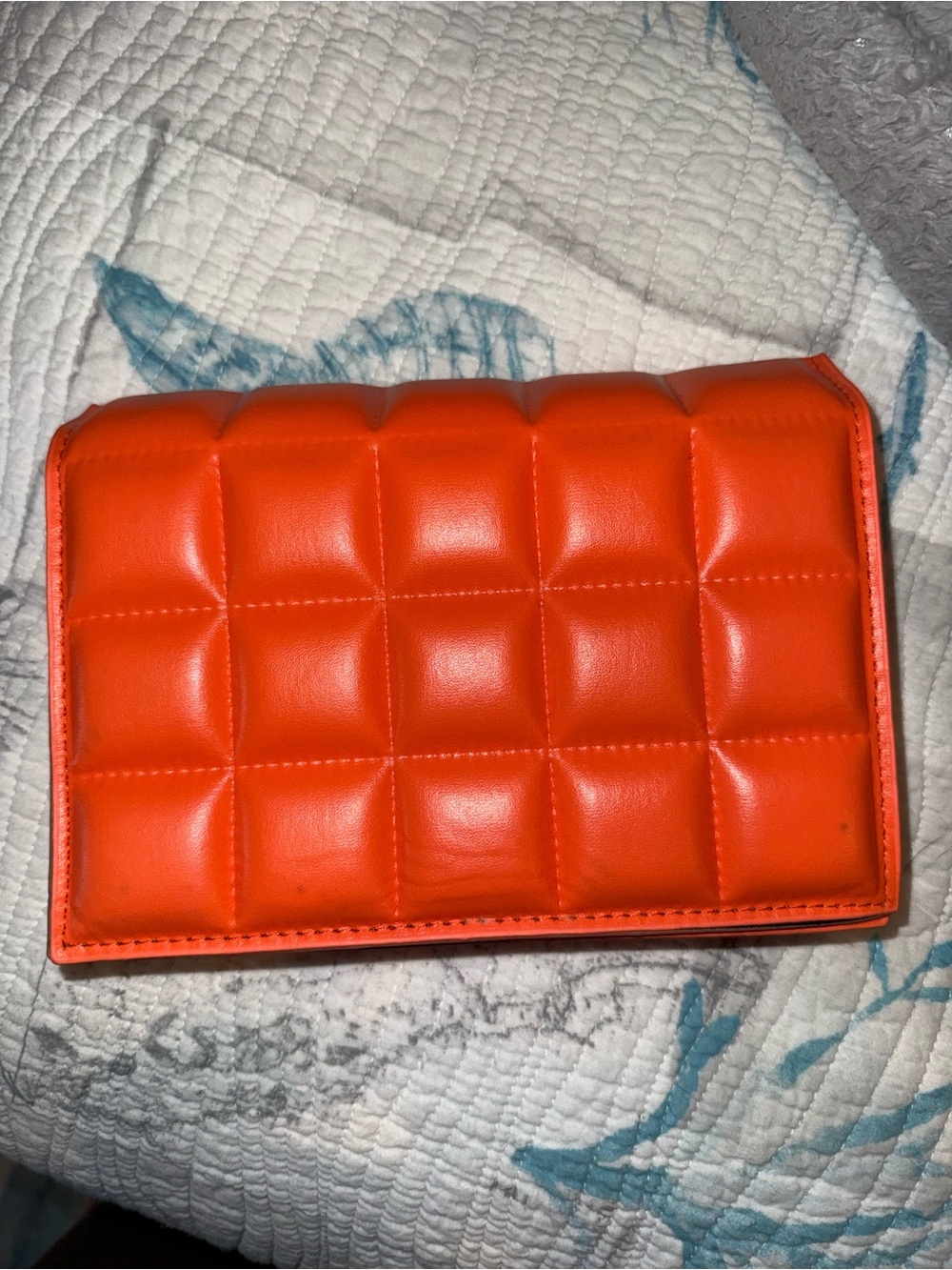 Quilted Orange Women's Crossbody Clutch - Stylish Everyday Bag